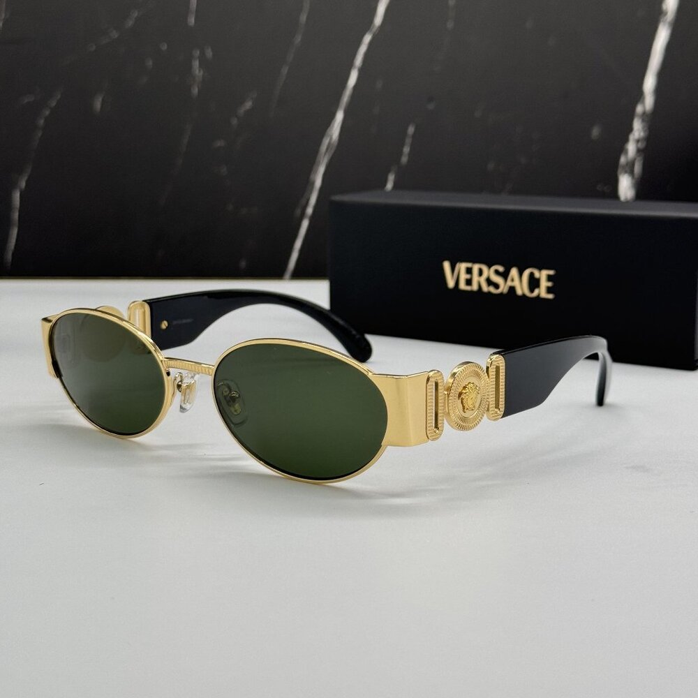 NEW VERSACE VE2299 1002/71 SUNGLASSES GOLD/BLACK UNISEX VERSACE VE2299 100271